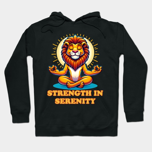 Zen Lion: Strength in Serenity Pose Hoodie by vk09design